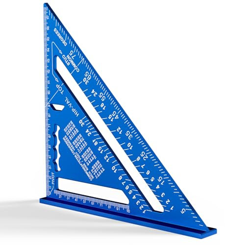 Newaner 180MM Zimmermannswinkel, Metrisches Dreieckslineal aus Aluminium, 90 Grad Verdicktes Dreieck Winkelmesser, Hohe Präzision Schreinerwinkel für Zimmermann, Dachdecker, Ingenieur (Blau)