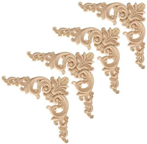 4Pcs Decorazione Applique in Legno, Decalcomania di Intaglio del Legno Fregi in Legno Decorativi Legno Decorativi per Mobili Applique per Armadi Finestre Credenze Specchi Mobili
