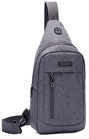 TAN.TOMI Brusttasche Herren Klein, Sling Bag Herren Klein mit Kopfhörerloch, Schultertasche Herren Klein fur Touring Shopping und Wandern, Grau