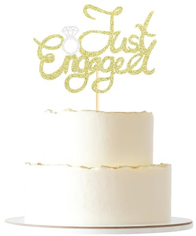 Sumerk 1 Stück Just Engaged Cake Topper We're Engaged CakeDecoration Cake Topper Wedding for Wedding Anniversary Engagement Bridal Shower Party Decoration Gold