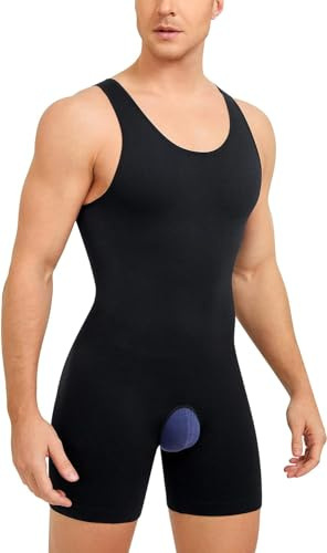 Gotoly Compressione Uomo Shapewear Bodysuit Snellente Intimo Modellante Full Body Shaper con Pantaloncini da Gamba Dimagrante Fascia Pancia Fitness Canottiera