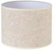 Pantalla cilíndrica de lino beige E27, dimensiones 25x25x20 cm, ideal para lámparas de mesa y decoración de interiores.