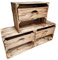 Vintage Holzkisten Obstkisten Weinkisten geflammt mit Ablagefach Schublade 50 x 40 x 30cm -Ideal zur Aufbewahrung und Organisation (3 x Regalfach Lang)