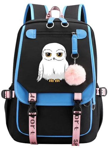 Harry Magic Rucksack Niedliche Eule Hedwig Schulranzen Grundschüler Mädchen Teenager Freizeit Reisen Rucksack Blau