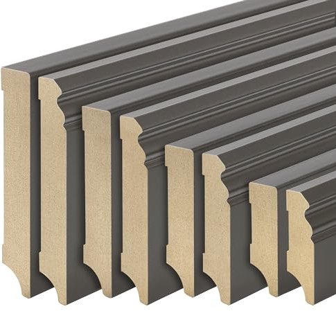 REESE | Sockelleisten Fußleisten | MDF Dunkelgrau | Hamburger/Berliner Profil (profiliert) | Größe 120mm