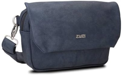 Zwei Damen Hip Bag Mademoiselle.M MH40 Crossbody Bag 2 Liter Volumen, kleine Messenger Bag als Hüfttasche, Bauchtasche oder Brusttasche zu tragen, klassisch-elegant (Nubuk-Blue)