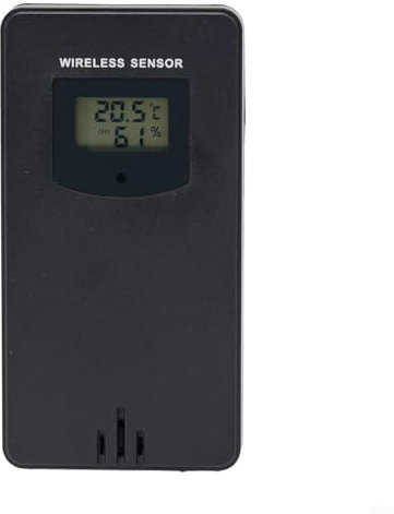 AIDNTBEO Wetterstation Kabelloser Innen-/Außensensor, Kabelloser Außensensor mit LCD-Display für FanJu 3378 Wetterstation, Temperatur und Hygrometer (Schwarz)