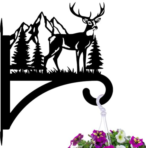 peacoblue Pflanzenhalter Wandhaken,Elch Metall Blumenhalter | Robuster Pflanzenhaken 12x15 Zoll für Innen und Außen,Halterung für Blumentöpfe,Laternen und Vogelhäuser für Garten