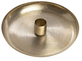 Decpero Stabkerzenhalter aus Metall mit Schale I Gold I Ø 15 cm I Kerzenständer