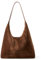 KALIDI Hobo-Tasche im Vintage-Stil, 15 l, Wildlederimitat, mit Reißverschluss, Arbeitstasche aus veganem Leder, Schultergurt für Damen, Reise-Geldbörse, Dunkelbraun, Medium