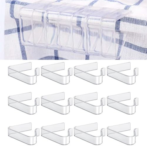 Lot de 12 pinces à nappe en plastique transparent pour nappe de pique-nique, nappe épaisse, Noël, maison, mariage, fête, intérieur et extérieur