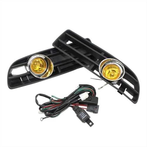 PSRRGZTM Nebelscheinwerfergitter Kompatibel Mit VW Für Bora Für Jetta MK4 1998–2004, Gelbes Licht, Nebelscheinwerfer, Nebelscheinwerfer-Gitter Mit Schalterkabelbaum