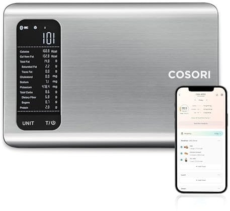 COSORI Smart Food Scales with Nutritional Calculator, Food Nutrition Scale with 19 Nutrients Tracking, Calorie Counting for Weight Loss&Fitness, Free App&Bluetooth, Premium Stainless Steel, Silver