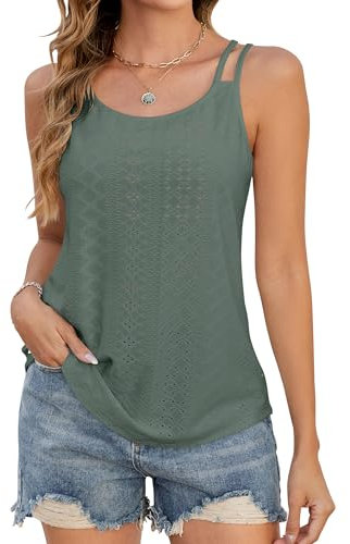 StylSense Tank Top Damen Sommer Tanktops Frauen Ärmellos Tshirt Oberteile Elegant Spaghetti Cami Bluse Locker