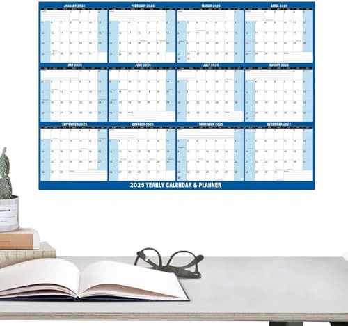 Wandkalender 2025, Wandkalender 2025 - Jahreskalender 32 x 48 Zoll - Doppelseitig wendbarer Quer- und Hochformat Kalender für die Schule zu Hause von Januar bis Dezember
