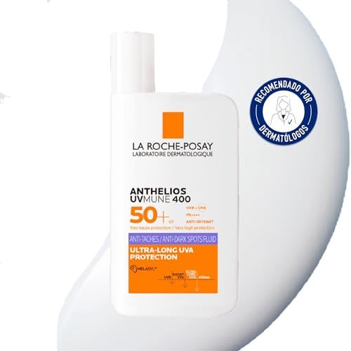 La Roche-Posay, Anthelios UVMune 400, Fluide Anti-Tache SPF50+, Très Haute Protection UVA et UVB, Prévient et Réduit les Taches Pigmentaires, Actifs Brevetés, 50ml