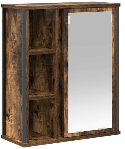 vidaXL Bad-Wandschrank mit Spiegel Räuchereiche 50x21x60 cm