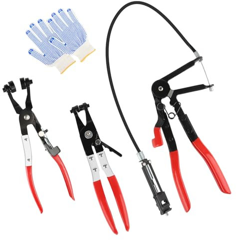 QOUBNIC Pinza per Fascette Auto, 3 Pezzi Pinza per Tubi Auto Fascette Stringitubo con Collo Dritto Pinze per Fascetti Stringitubo Pinze per Fascetti a Molla Per la Rimozione Installazione di Riparazio