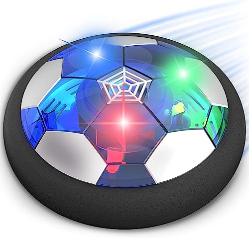 Cemirk Football Gift for Boys, Indoor Hover Football Game Toy with Foam Bumper and LED Lights, Glides on Hard Floor – for Kids Aged 3-12.