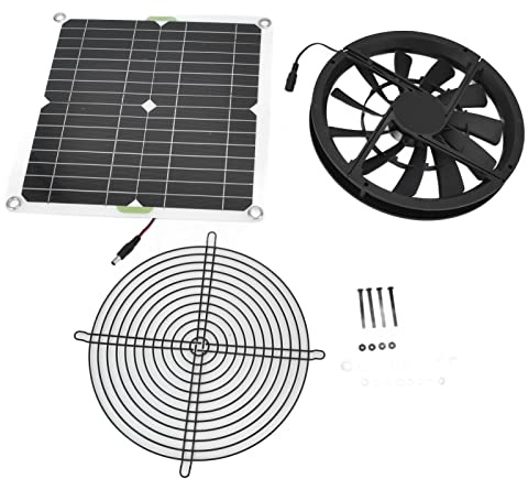 Yechiry Solarbetriebenes Ventilator-Set, Solarbetriebener Ventilator, 100 W, 12 V, 3000 U/min, mit Metallschutznetz, Wetterfestes Design, Ideal für Hühnerställe, Gewächshaus, Schuppen und Haustierhaus