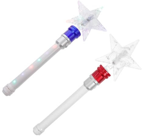 UKCOCO 2 Pièces Baguette Enchantée Lumineuse Rotative: Lumineuse Illuminez-Vous pour Les Enfants Étoile De Fée Lumineux à Tournante Léger Qui Tourne Plastique pour Concert Soirée Cosplay