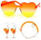 3 Stück Aperol Geschenke Frau, 1 Armband,1 par Weinglas Ohrringe und 1 Herz Brille Orange,Aperol Kostüm Damen Accessoires, Aperol Geschenk für Fasching Karneval Cosplay Kostüme Accessoires