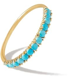 Wycian Vintage Ringe Wasserfest Freundschaftsringe Gold 9K Gelbgold Au375 Runde Form Türkis Größe 47 (15.0) Vorsteckring für Lesben Klassisch Schmuck