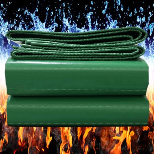 Telone Impermeabile per Esterno 520g/m² 1.5x3.5m Telo Occhiellato Rinforzato in pvc Copertura per Piscina Auto, Mobili da Giardino, Antipioggia e Antivento verde