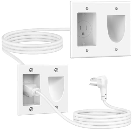 FORGING MOUNT Cord Hider for Wall Mount TV with 6.23 ft Extension Cord, White in Wall Cable Management Kit, Includes 2 Plug Plates and Hole Saw Drill Attachment for Easy Install