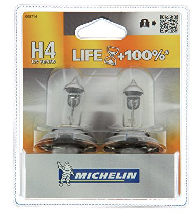 MICHELIN 2 Ampoules H4 LIFE+100% 60/55W, Lampes automobiles pour feux de route et feux de croisement, Longue durée de vie