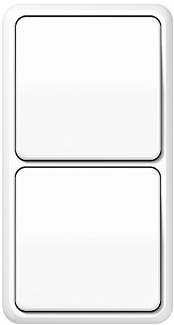 Komplett-Set Jung CD 500 Rahmen, 2-fach, bruchsicher - Alpinweiß, glänzend mit 2x Wippe + 2x Wippschalter, Universal Aus-Wechse -JUNG- -weiß-