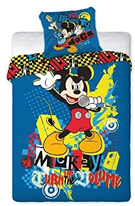 Disney MICKEY MOUSE ROCKSTAR Bettwäsche 160x200cm 70x80cm , 100% Baumwolle, ÖKO TEX 100