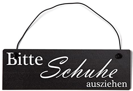 Homeyourself Bitte Schuhe ausziehen Dekoschild Türschild schwarz mit Draht