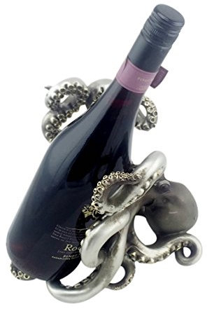 Octopus Weinflaschenhalter Silber Polystone 7,5 hoch