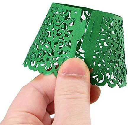 AKA® Little Flower Vine Lace Laser Cut Cupcake Wrappers Wraps Liners Baking Cup Muffin Case Trays Wedding Birthday Party Decoration (25pcs, Dark Green)