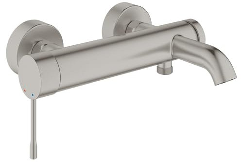 GROHE Essence, Badewannenarmatur (Duscharmatur für die Badewanne, Mischbatterie mit automatischer Umstellung Wanne/Brause, mit integriertem Rücklaufventil, S-Anschlüsse), roségold, 33624DL1