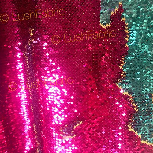 5 mm reversibile Sequin Fabric, sirena paillettes materiale – rosa & turchese -130 cm largo per 0.5 metre