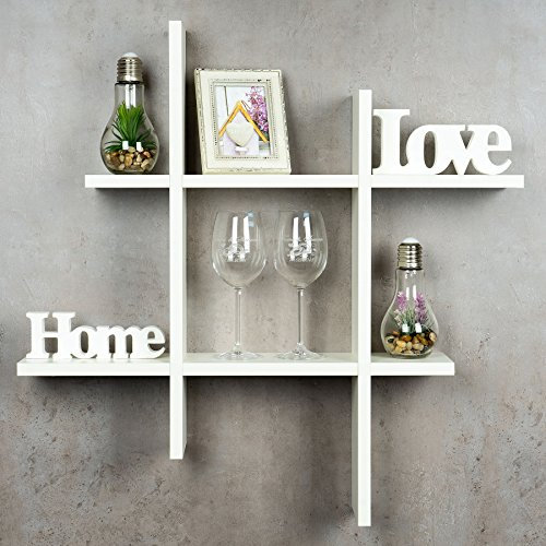 levandeo Hashtag Regal 75x75cm Wandregal Holz Weiß Bücherregal Hängeregal Ablage Steckregal