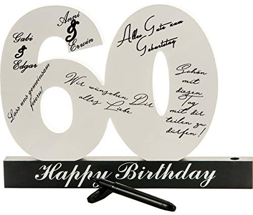 18. 30. 40. 50. Geburtstag individuelles Gästebuch Geburtstagszahl zum Beschriften, alle Gäste verewigen sich auf der Party (60)