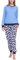 Merry Style Damen Lang Zweiteiliger Schlafanzug aus Baumwolle Pyjama Set Winter MS10-168 (Blau Punkte, L)