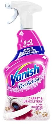 Vanish Professional Oxi Action Carpet & Upholstery Stain Remover Spray, 1L, Removes Stains, Pet Messes, Works in 30 Seconds, Removes Strong Odours, Suitable for Homes with Pets, Bleach Free