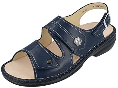 Finn Comfort Milos Atlantic (Blau) - Sandale mit Loser Einlage - Damenschuhe Sandale bequem/lose Einlage, Blau, Leder (nube) Komfort Sandalen für Damen