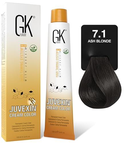 GK HAIR Color Crème 7.1 ASCHBLOND 100 ml | 100% Grauhaarabdeckung Haarfarbe | Semi, Demi oder Permanente Ergebnisse je nach Entwickler | Salon Haarfarbe für Damen & Herren
