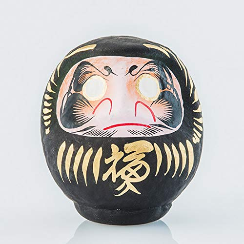 Daruma Japanischer Amulett 12 cm, Aus Pappmaché, Größe 2 (Schwarz)