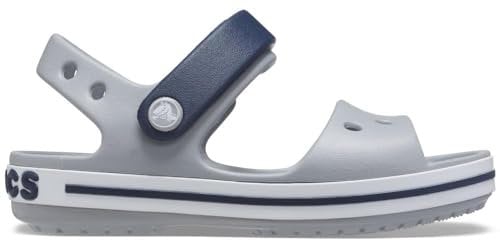 Crocs Sandales Crocband, sandales unisexes pour enfants, légères et bien ajustées, gris clair / bleu marine, taille 20-21 EU