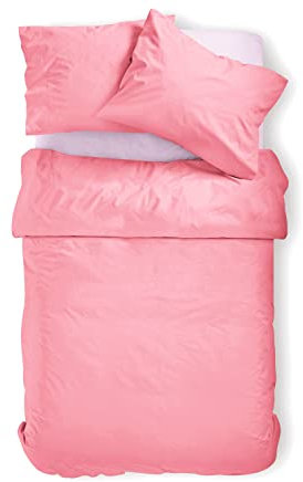Amolavet Sommer Bettwäsche 135x200 2teilig Set Rosa aus Gebürstetem Mikrofaser Sommerbettwäsche 135x200 Bettbezug 135 X 200 + Kissenbezüg 80x80 Mit Reißverschluss für Einzelbett