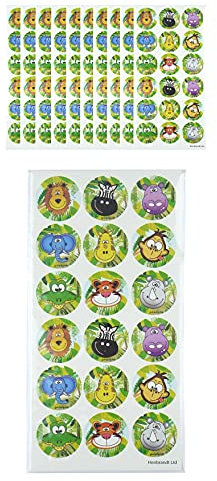 Henbrandt Große Dschungel-Aufkleber, 180 verschiedene Tier-Zoo-Safari-Aufkleber, Jungen, Mädchen, Lehrer, Schule, Belohnung, Partygeschenke, Sammelalbum