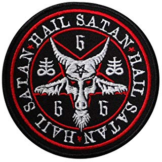 Pentagramm Hagel Satan, Teufel, Lucifer, 666, Okkult, Satanisch, Demonic, Horror, Ziege, schwarzes Metall, Tod-Gothic, Hölle, besticktes Bügelbild, Souvenir