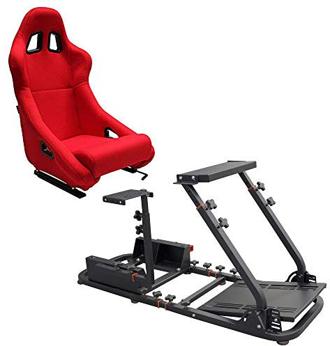MODAUTO Cockpit SimRacing Gaming, Soporte de Simulacion, Plegable con Asiento Deportivo Backets o Semibaquets Compatible con Logitech G25/G29/G27/G920 Modelo N820B+N010-G