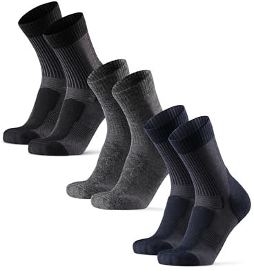 DANISH ENDURANCE Leichte Merino Wolle Wandersocken, Sommer Wollsocken, Unisex, für Herren & Damen, 3 Paar, 1 Schwarz, 1 Dunkelgrau, 1 Marineblau, 35-38